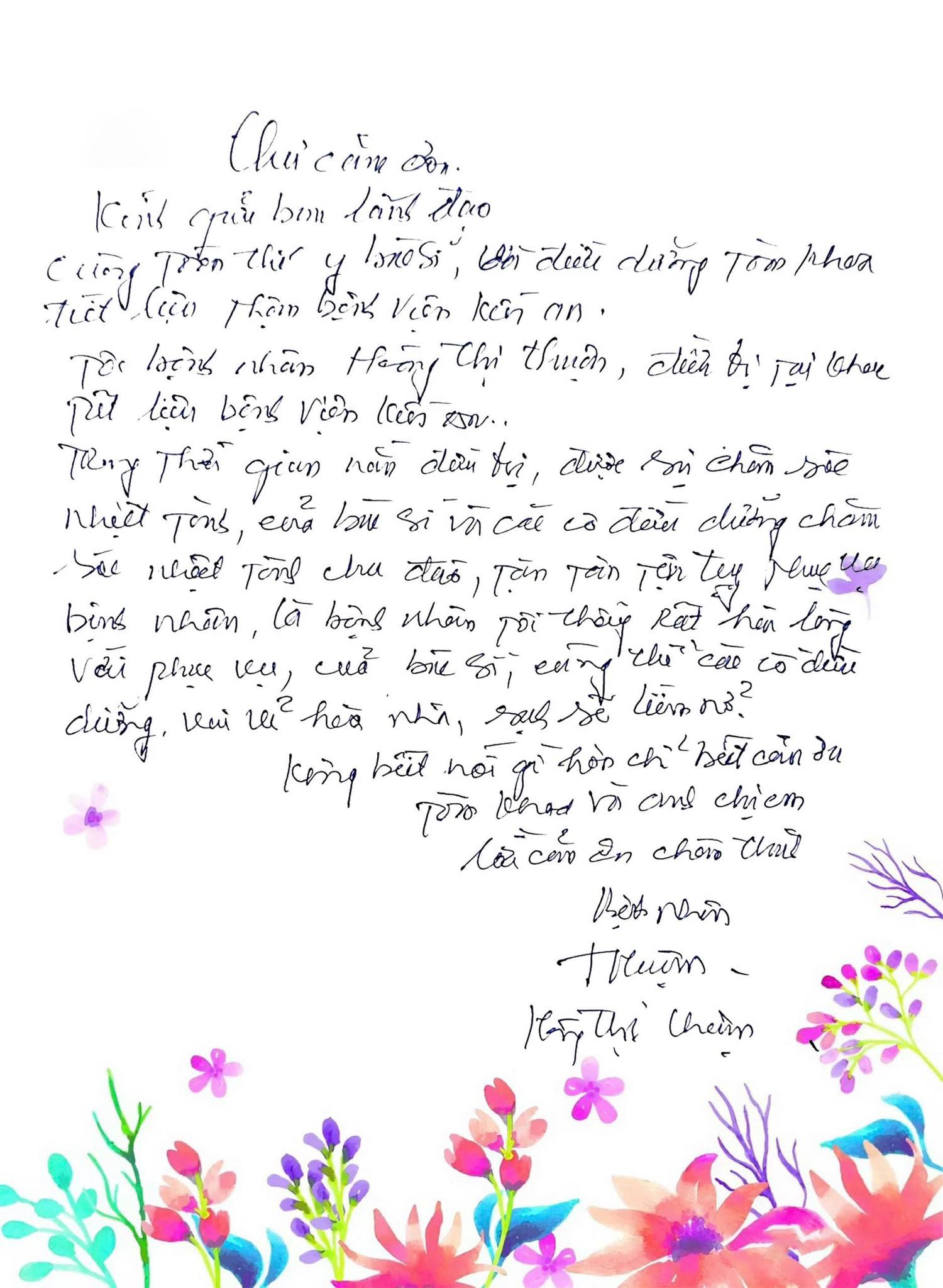 LỜI TRI ÂN TỪ NGƯỜI BỆNH GỬI ĐẾN KHOA NGOẠI THẬN -TIẾT NIỆU - BỆNH VIỆN KIẾN AN